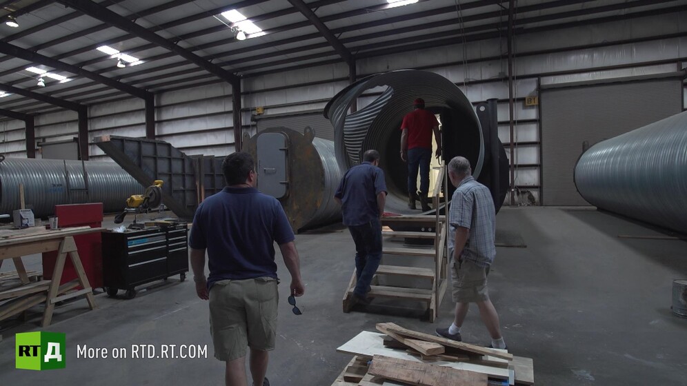 Atlas Survival Shelters plant. Still taken from RTD documentary, Armageddon Ready.